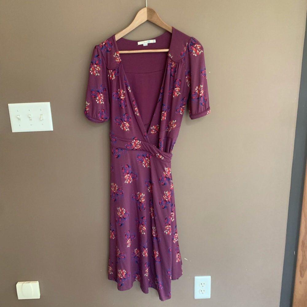 Boden Short Sleeve Wrap Dress Floral 6 R